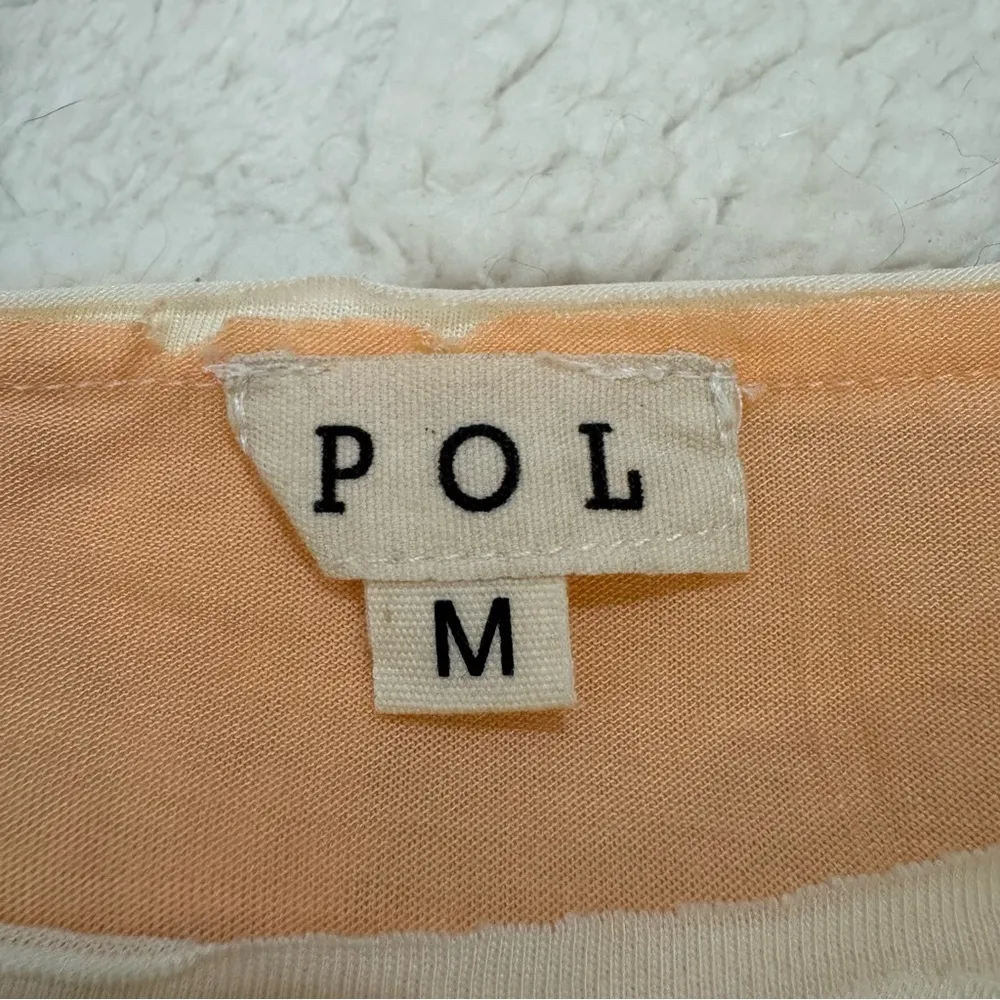 POL Cream and Peach Oversized Patch Star Raglan Long Sleeve Top, Medium NWOT - Image 4