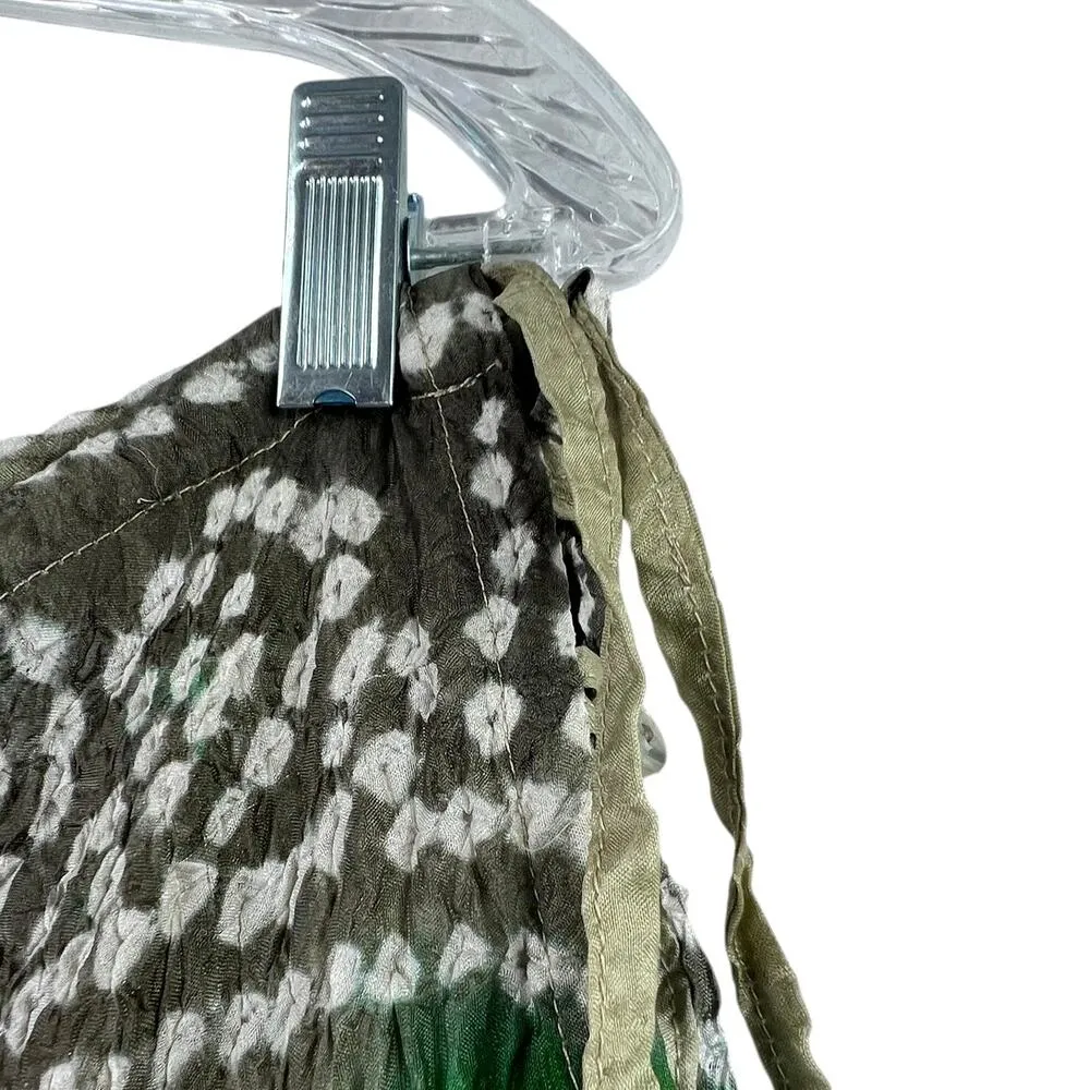 VTG Silver Stream Silk Crinkled Maxi Skirt One Size Textured Bollywood Bohemian Tan - Image 4