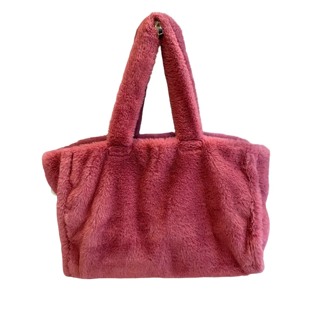 Anthropologie Faux Fur Soft Fluffy Rose Pink Bag Tote - Image 7