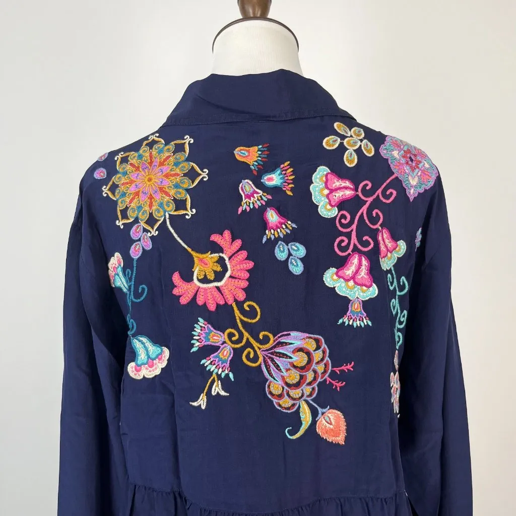 $398 NWOT Johnny Was ALESA TIERED Embroidered Floral Tunic Shirt Blouse Sz M - Image 7