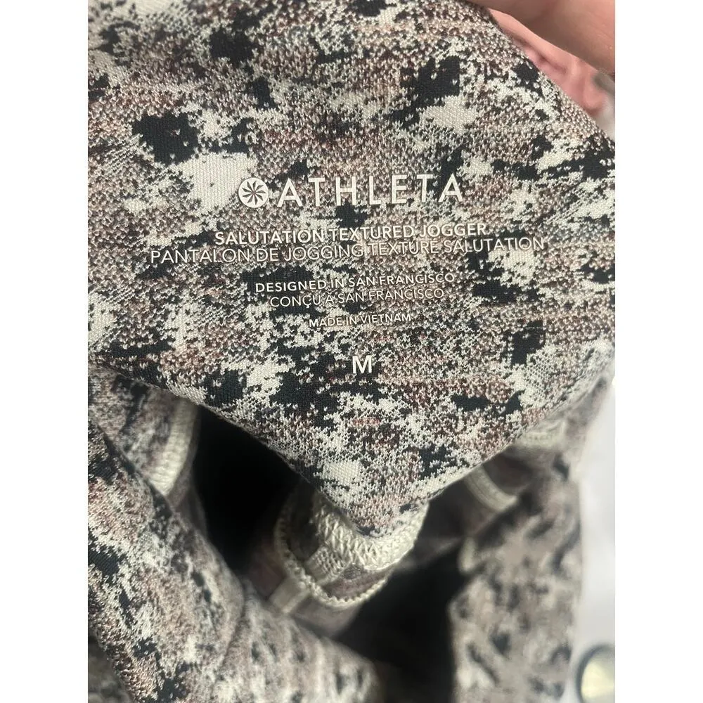 Athleta Salutation Textured Jogger Pants, Blk/Ivory/Taupe, Size M - Image 3