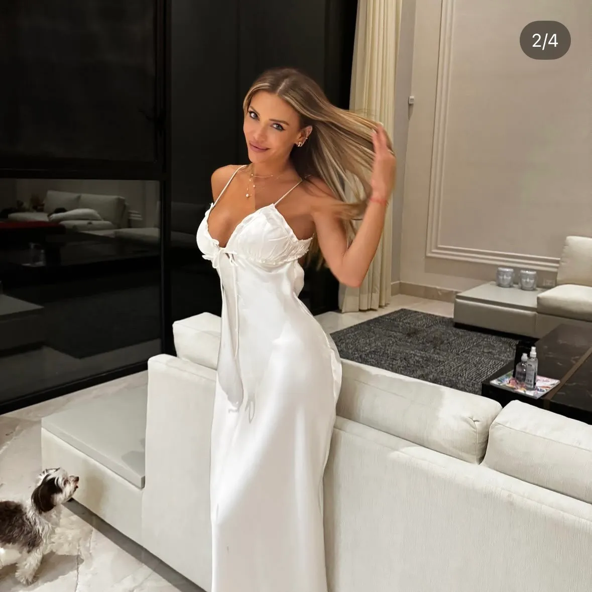 dress white midi ruffled satin lingerie inspired bodycon fitted wedding - Image 6