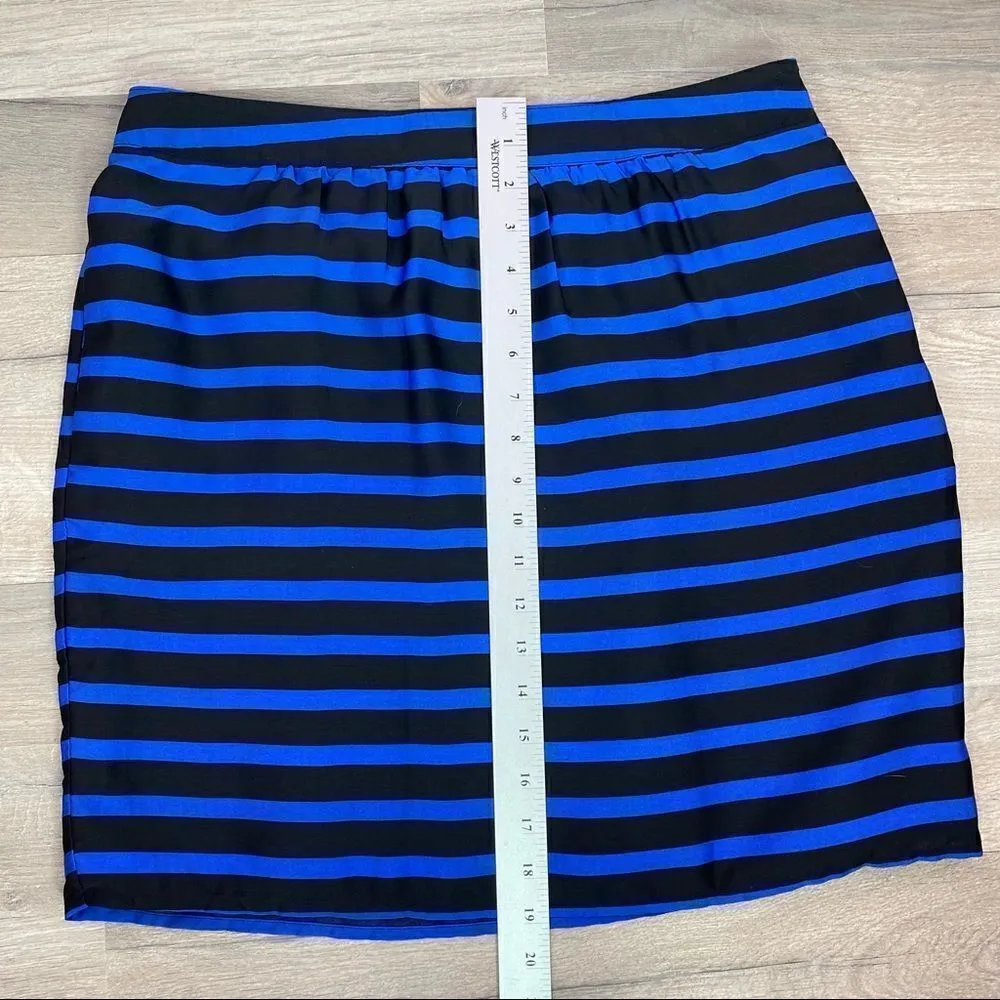 Dalia Collection Striped Pleat Front Pencil‎ Skirt Royal Blue & Black 6 - Image 9