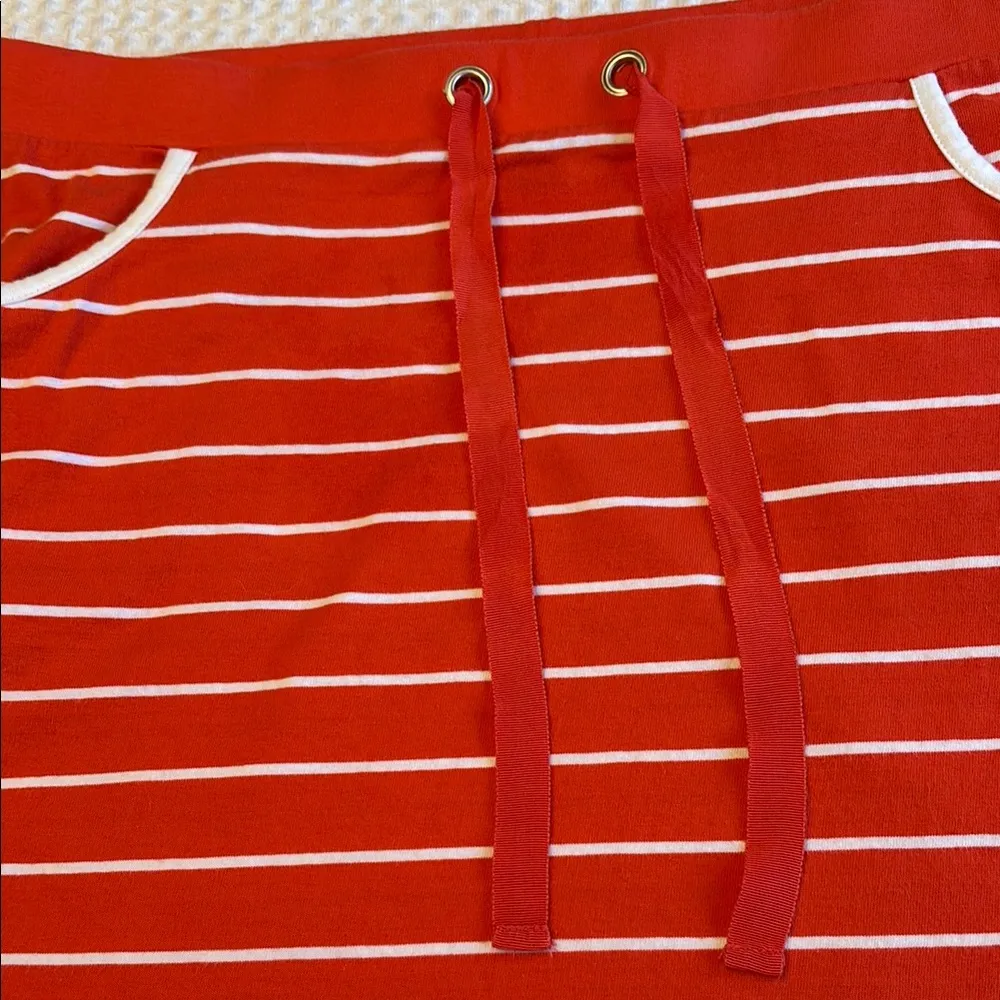 NAUTICA Size L Orange White Striped Stretchy Mini Skirt Preppy Casual - Image 5