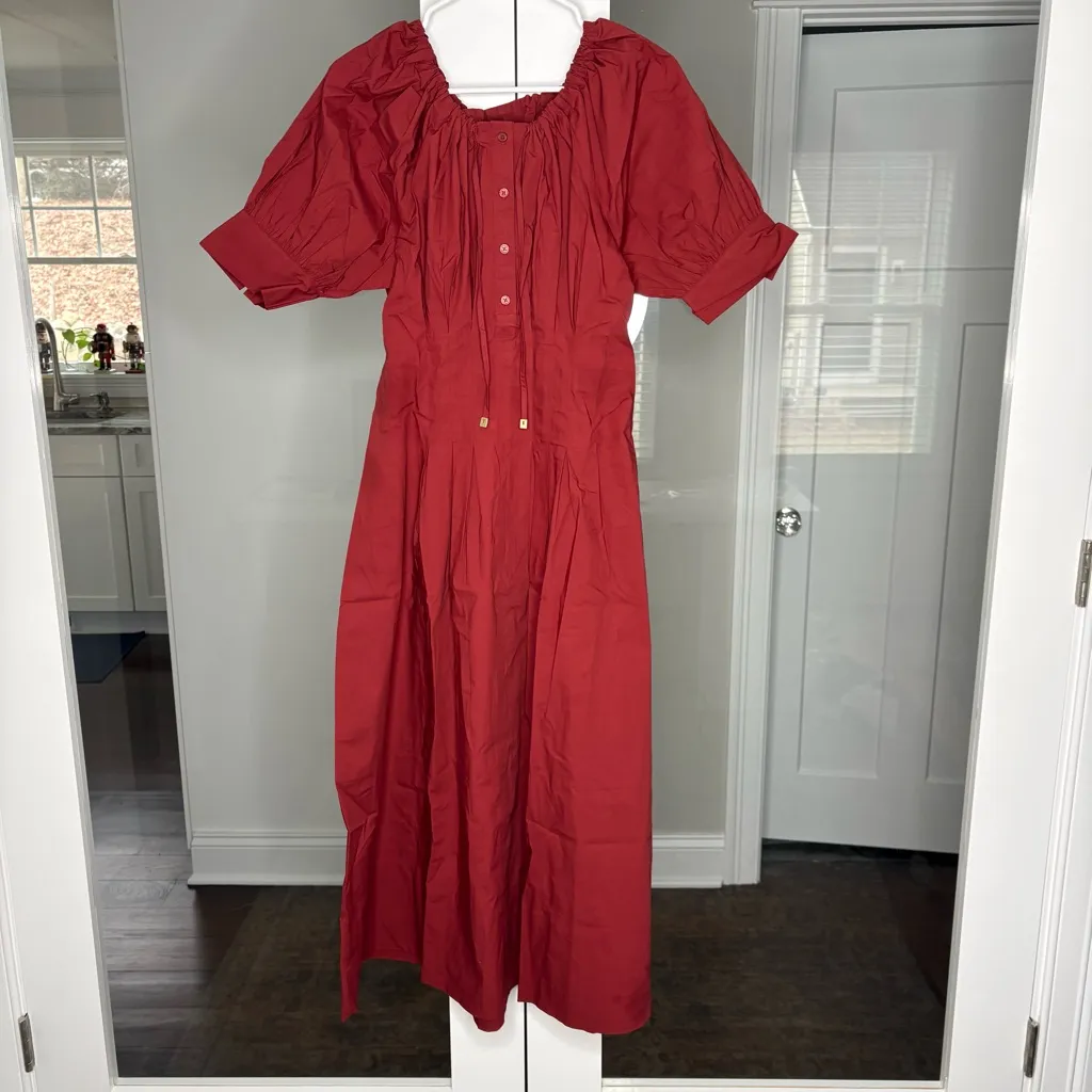 NWT J. Crew Cinched-waist Shirt-dress Brilliant Mahogany - Image 2