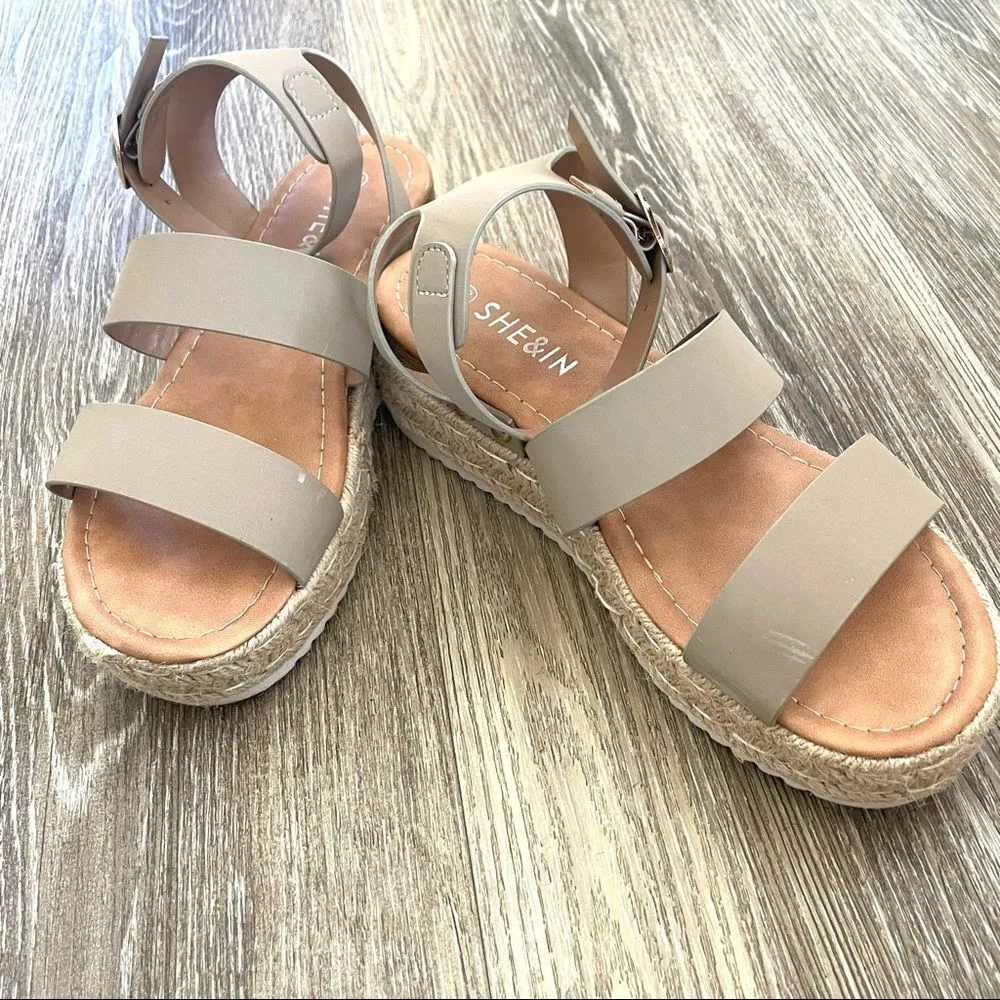 She&In ankle wrapped double strap espadrille Size 7.5 - Image 3