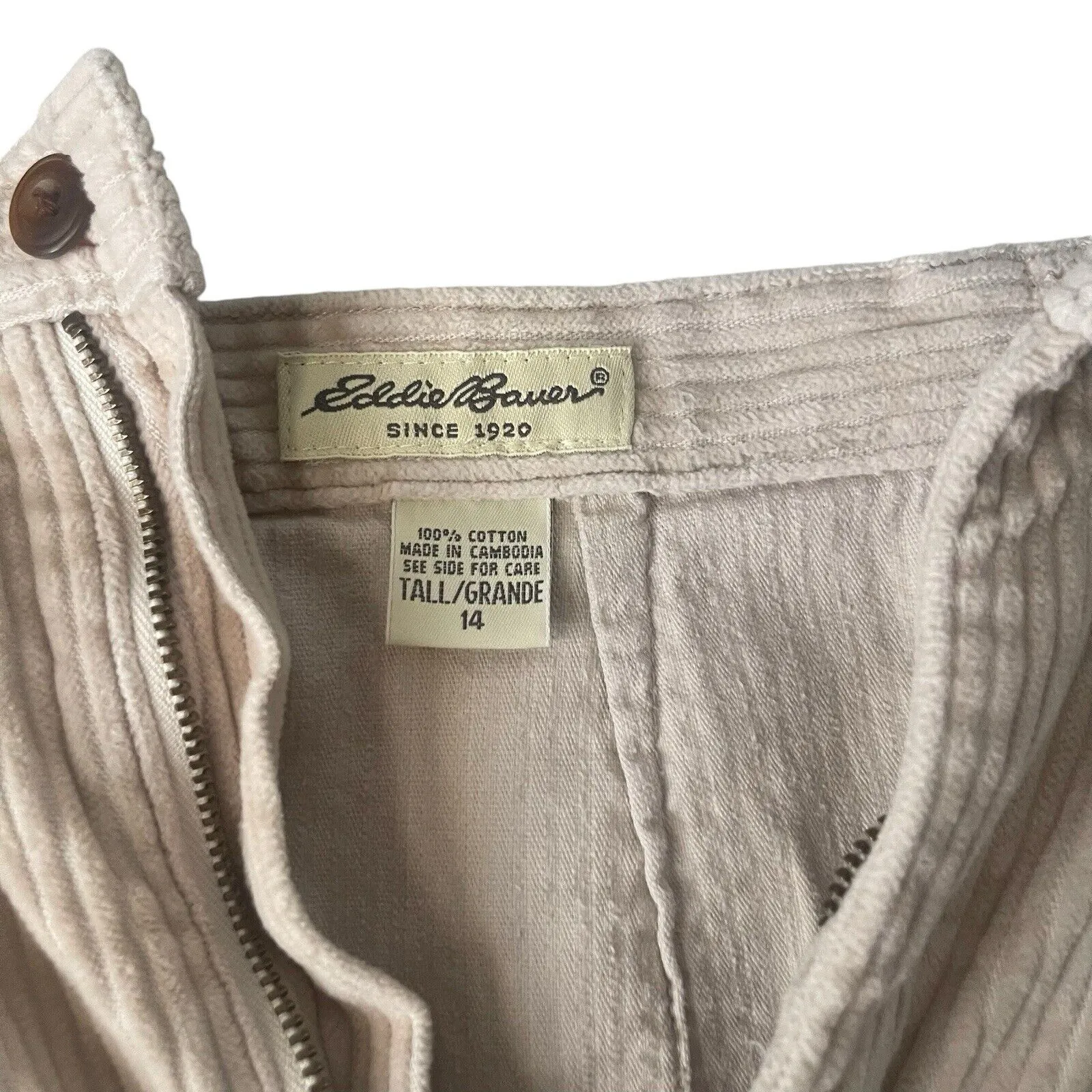 Eddie‎ Bauer Vintage 90s Women's Size 14 Tall Tan Light Brown Corduroy Pants - Image 6