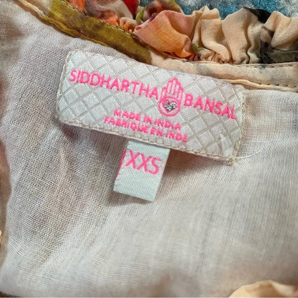 Anthropologie Siddhartha Bansal Ruffled Tie-Neck Beaded Floral Dress Size XXS - Image 15