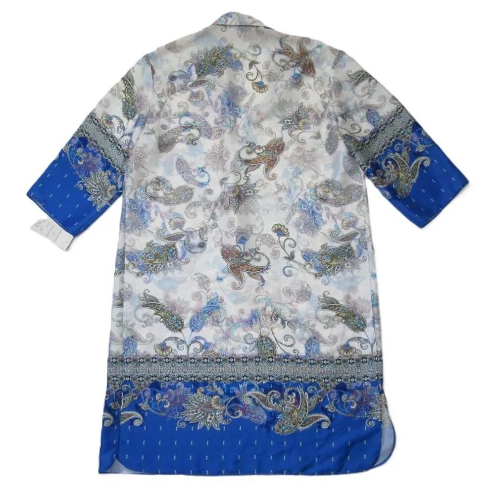 NWT Rickie Freeman for Teri Jon Paisley Shift in Blue White Lightweight Dress 6 - Image 6