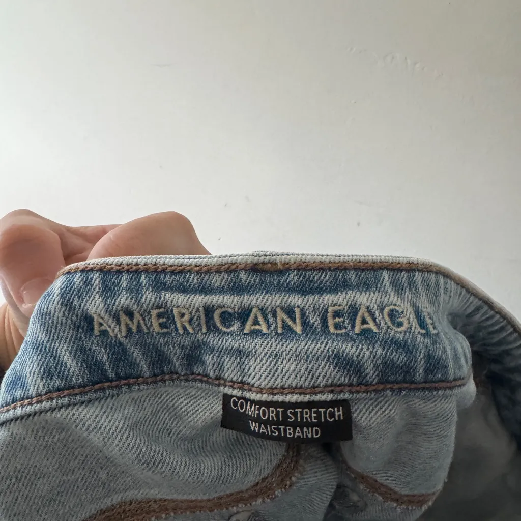 American Eagle Tomgirl Comfort Stretch Waistband Light Distressed Jean Shorts - Image 5