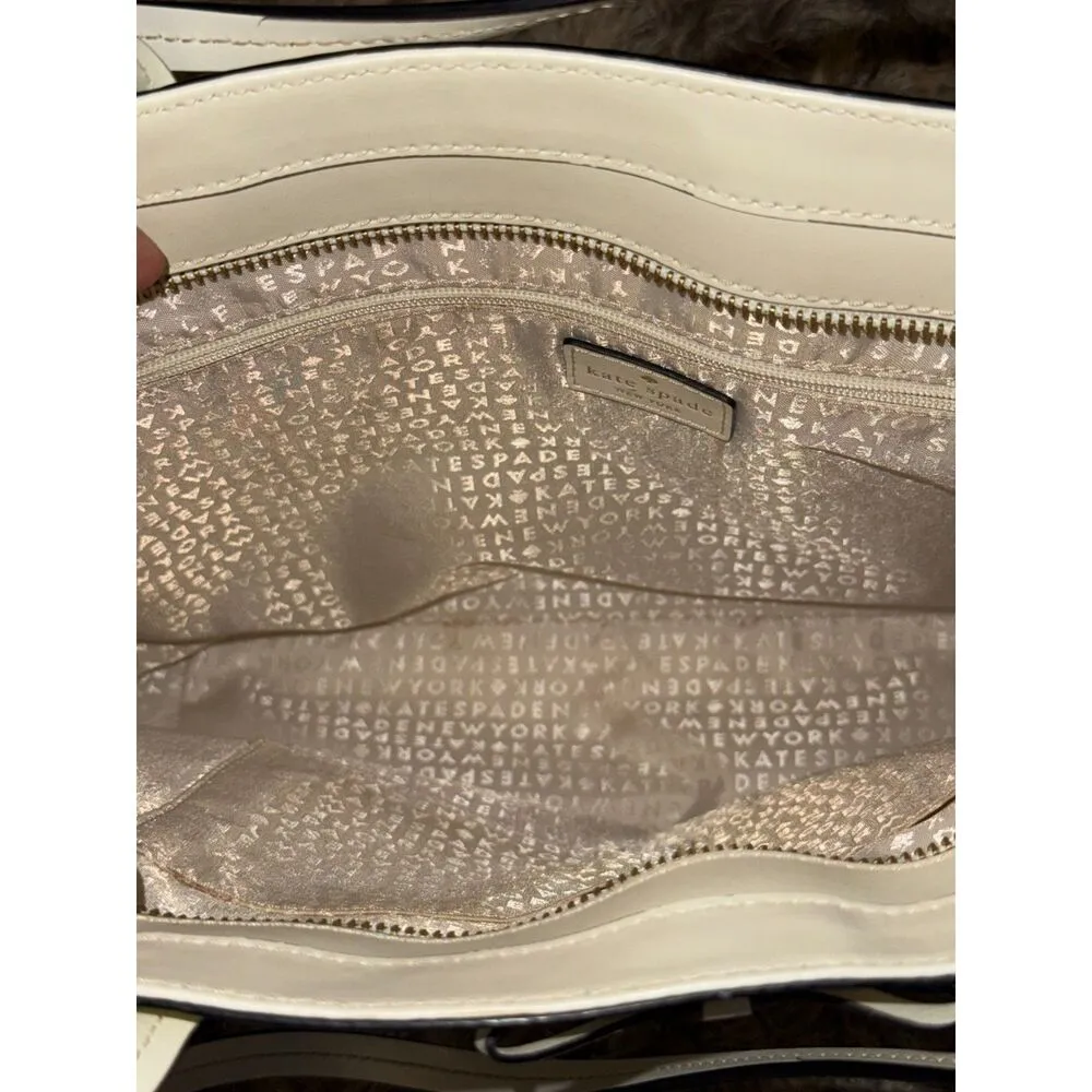 Kate Spade Cream White Bow Zipper Tote Bag - Image 5