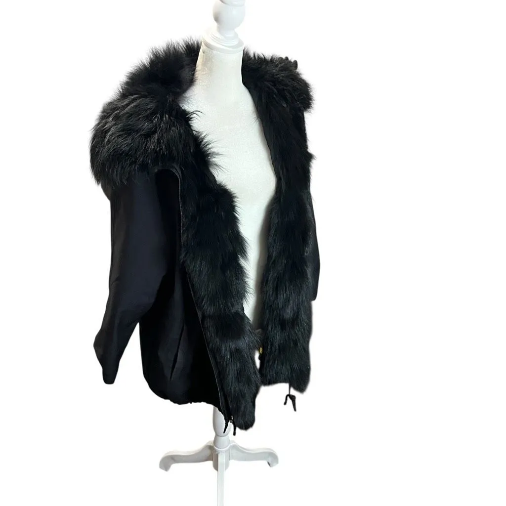 Gorski Montréal Parka w/ Real Silver Fox Fur Trim Black Jacket Size M Size M - Image 3