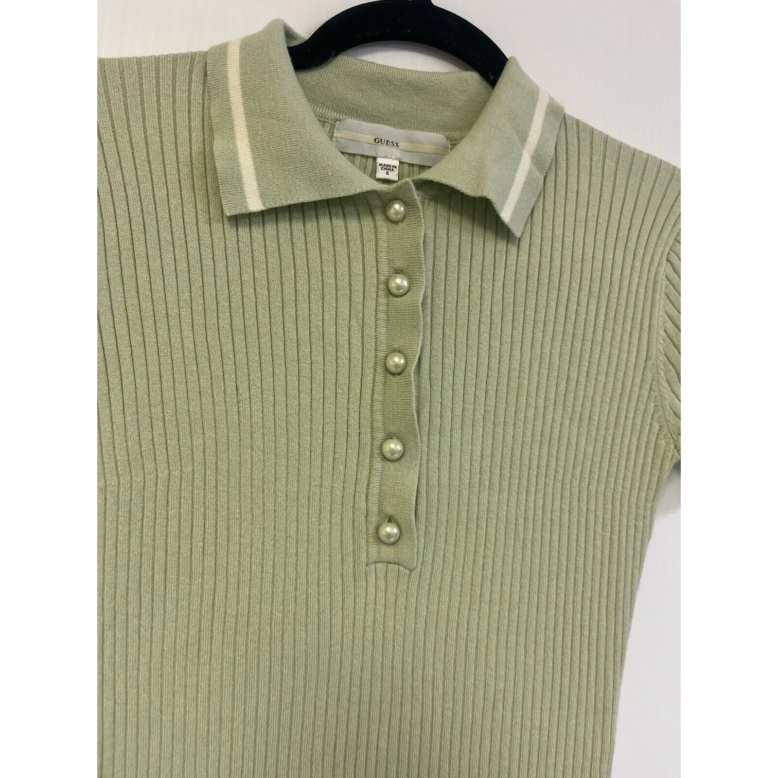GUESS Women's Adelaide Ribbed Polo Dress Green Size S‎ - Image 5