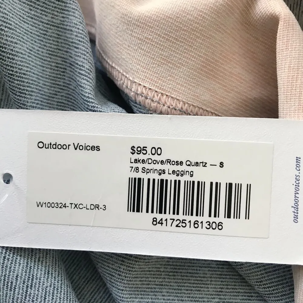 New Outdoor Voices 7/8 Springs Leggings Lake Dove Gray Pink Women's Size S - Image 10
