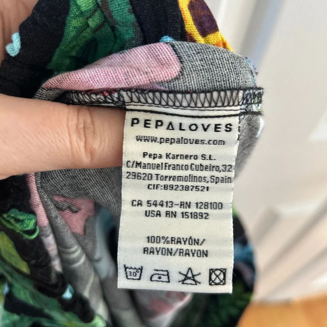 NWT Pepa Loves Black Wide Leg High Waist Trouser Short Sea Life Print Size M - Image 4