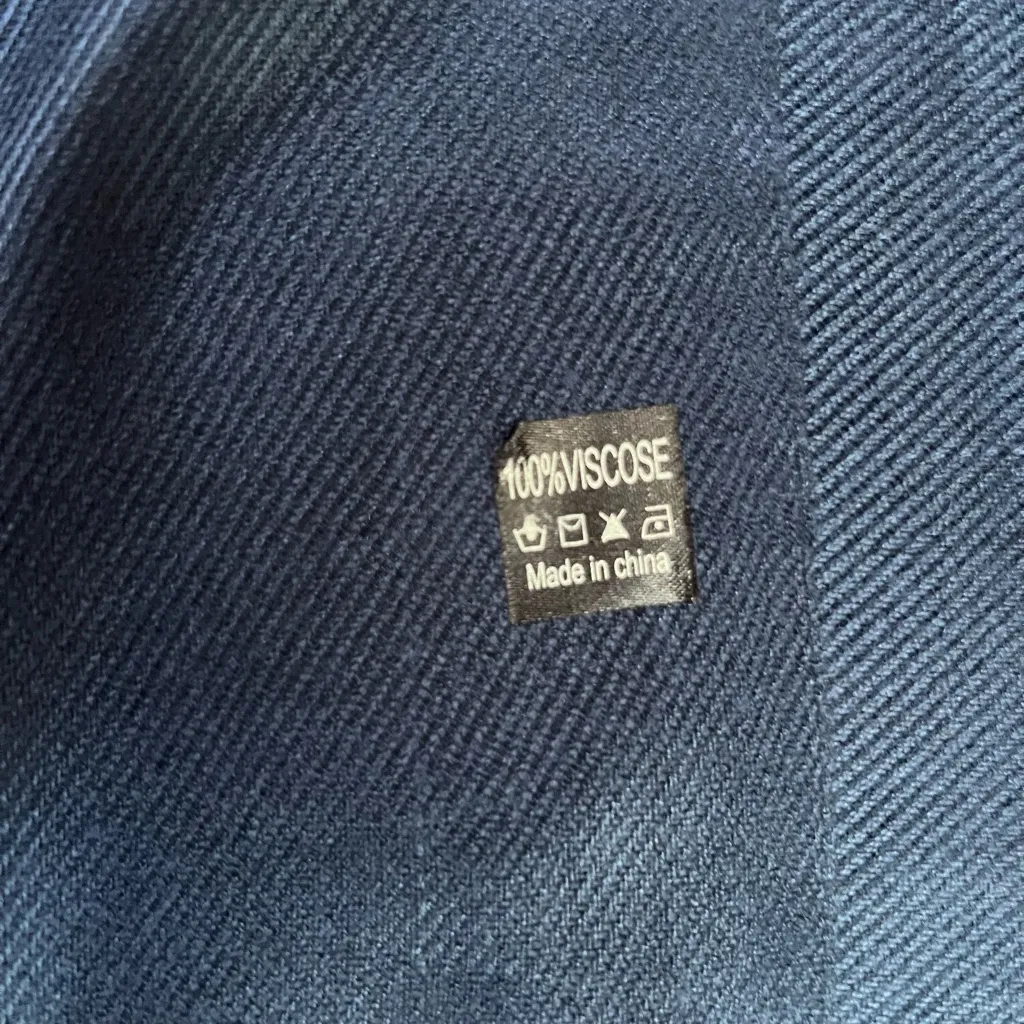 Navy blueshawl scarf with tasseled fringe edges 27”x70” Blue - Image 2