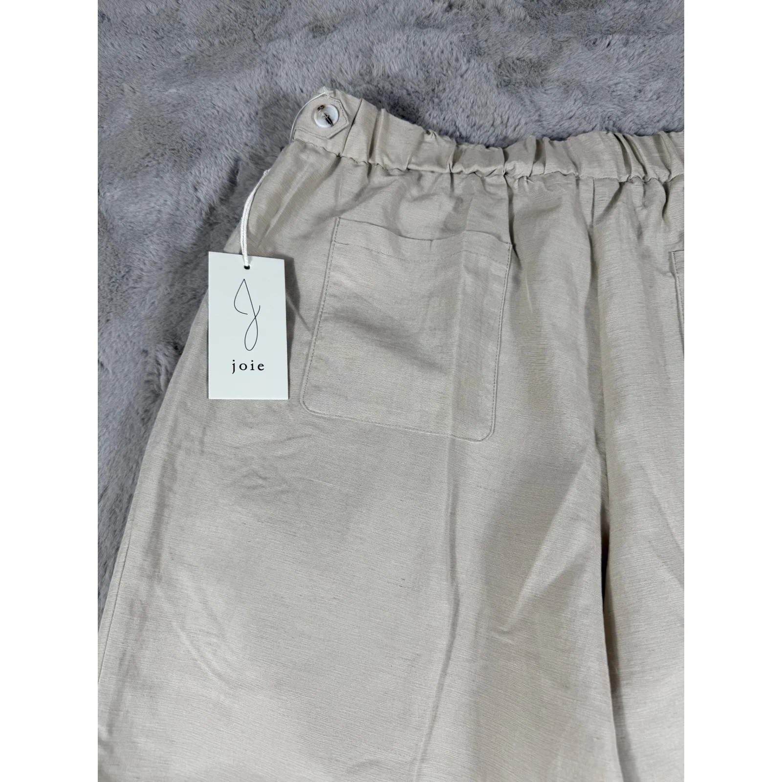 NWT Joie Wide Leg Pleated Pants Elastic Waist Career Casual Trousers Large linen - Image 7
