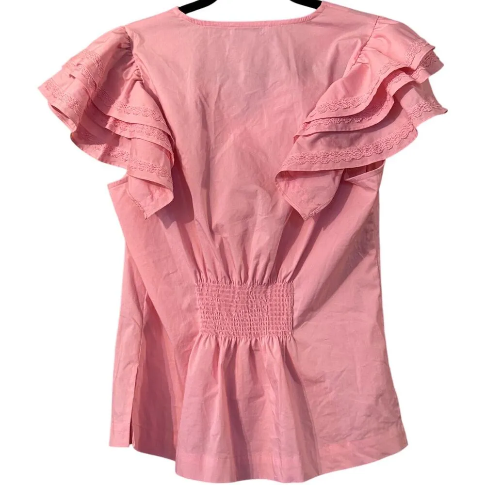 Moelleux flutter ruffle lace sleeve v - Image 2