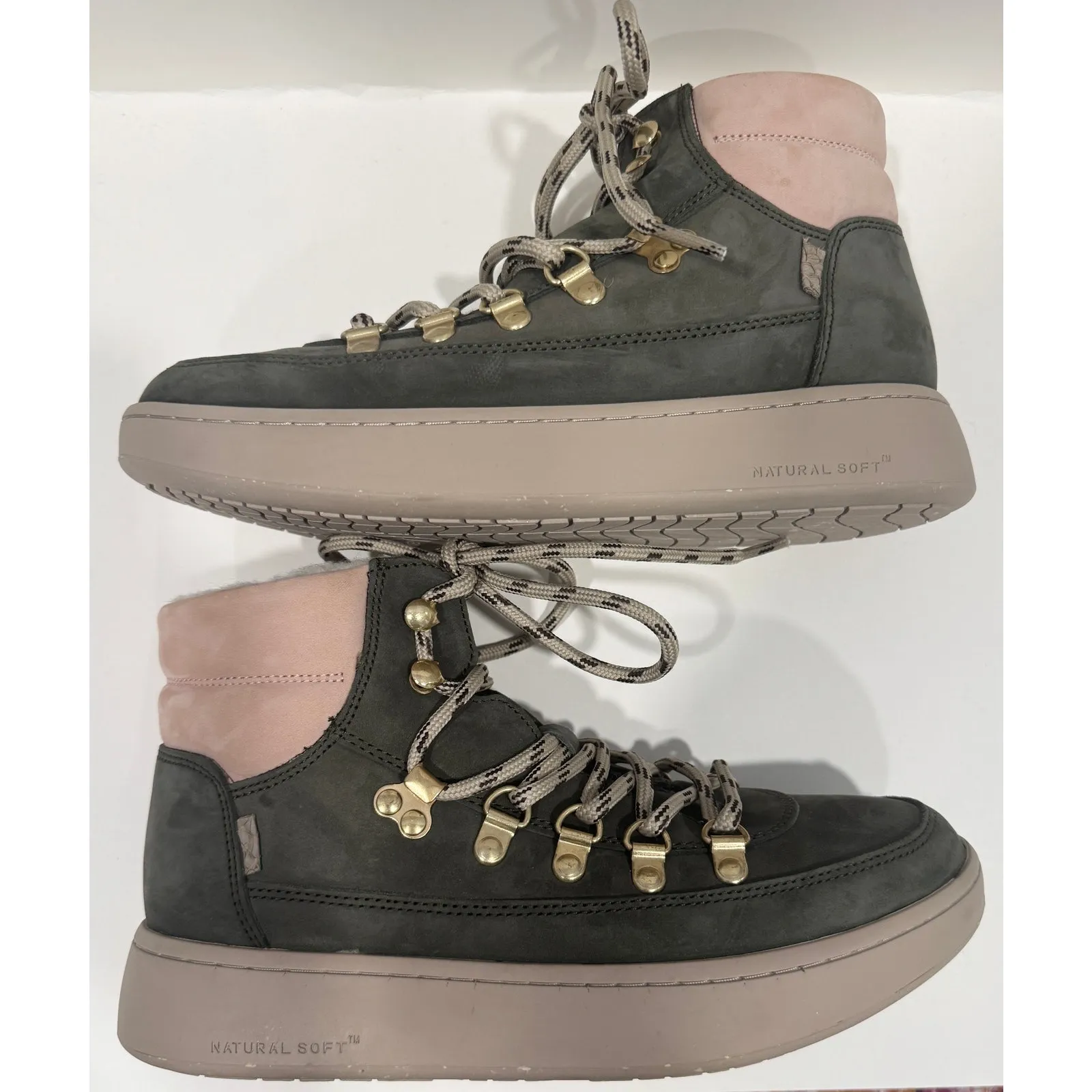 NWOT WODEN Iris Nubuck Scandinavian Sneakers Suede Fur Lined Boots Size 5.5 Pink - Image 3