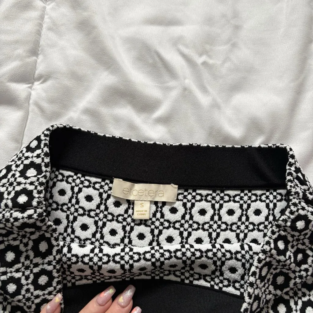 Etcetera Womens Size Small Preppy White Black Floral Academia Midi Skirt College - Image 5