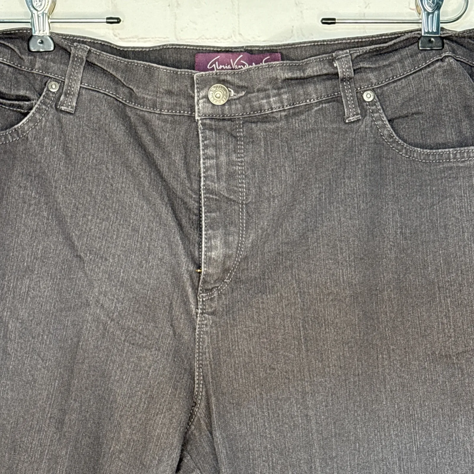 Gloria Vanderbilt Amanda Jeans 18W Grey High Rise Tapered Stretch Denim Pants‎ - Image 2