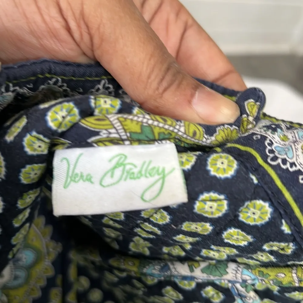 Vera Bradley Cambridge Small Tic Tac Tote - Green, Blue and White - Image 6