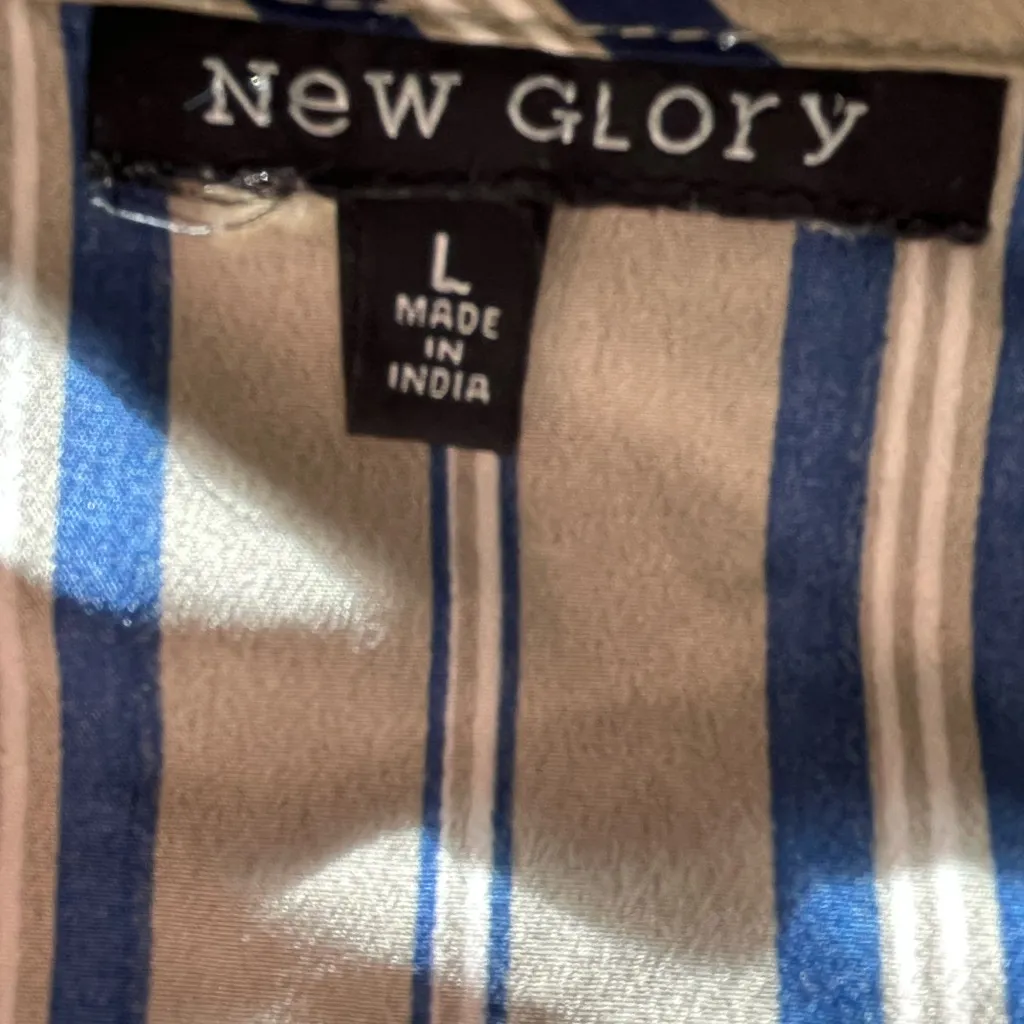 Faded Glory Tan and Brown Ruched Midi Sundress Striped 1/4 Zip V Neck SZ L - Image 10