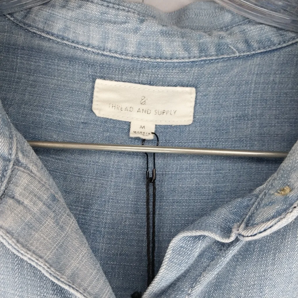 Thread And Supply Chambray Light Blue Denim Button - Image 6