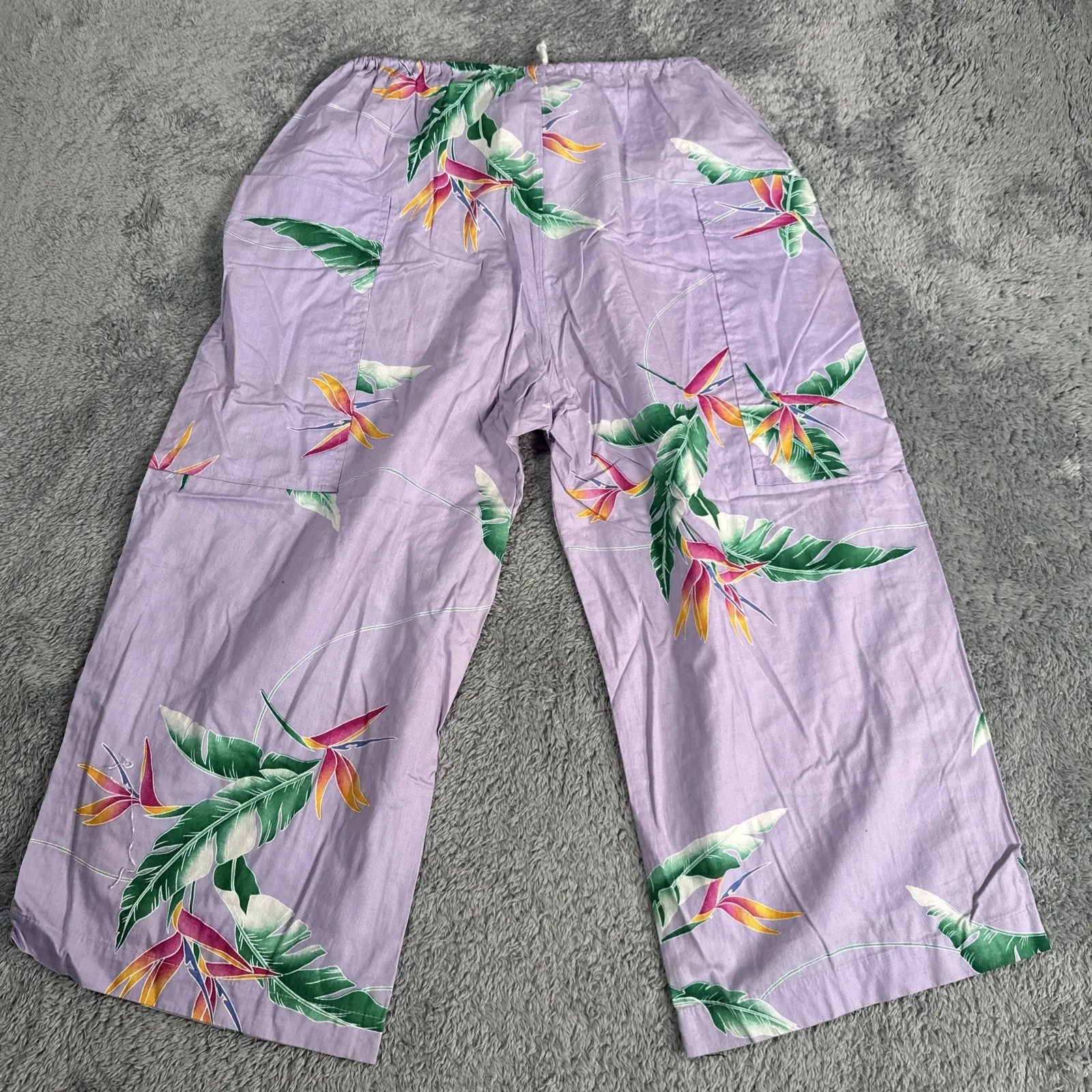 Banana Bay Trousers Pants Size Medium Palm Floral Pattern Resortwear Cropped USA - Image 9