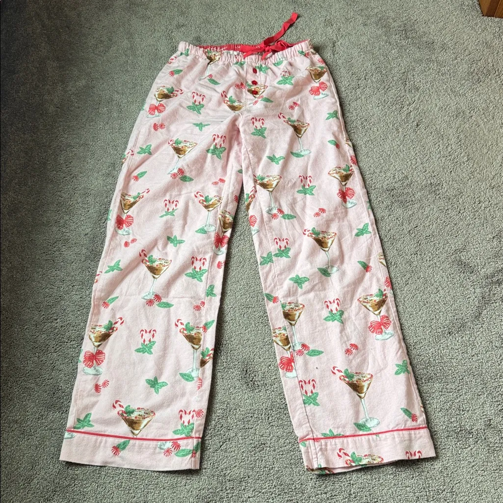 PJ Salvage Pink Tini Time Drink Print Flannel Pajama Set SIZE XS - Image 10