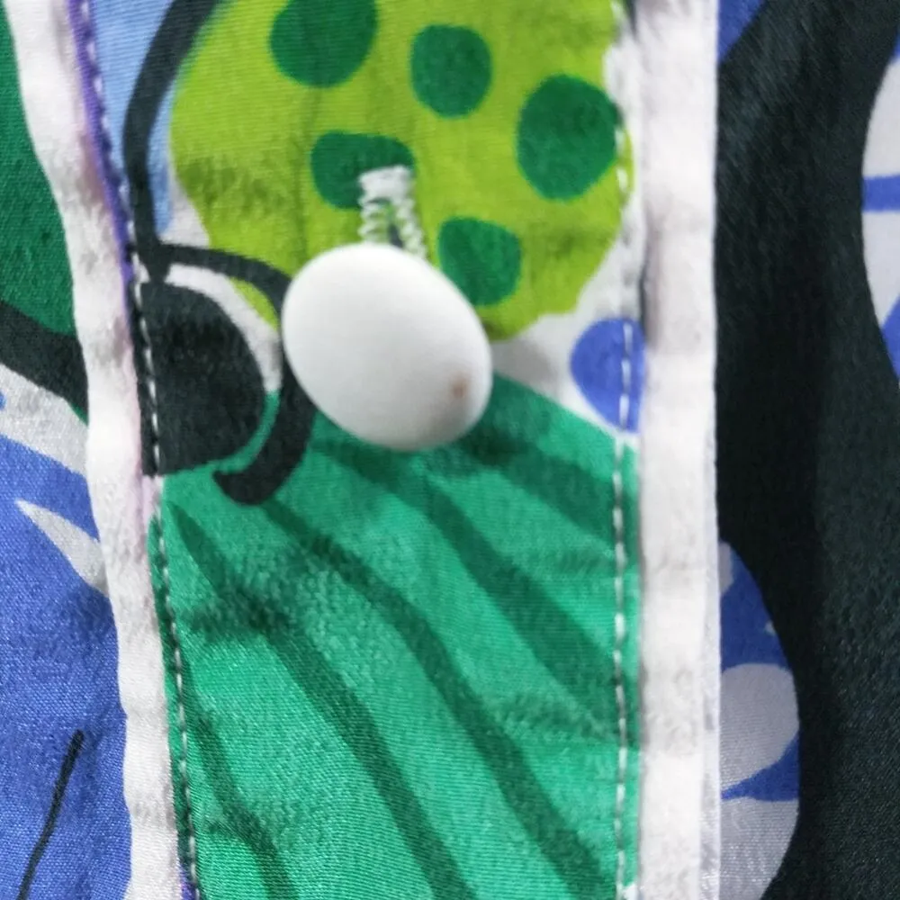 Bob Mackie Vintage Wearable Art Blue Green Print Button Front Artsy Top SZ M - Image 6