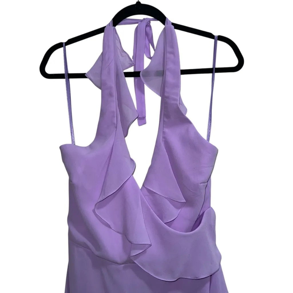 NEW NWT YAURA X REVOLVE Itunu Ruffle Halter Maxi Gown In Lilac Light Purple - Image 4