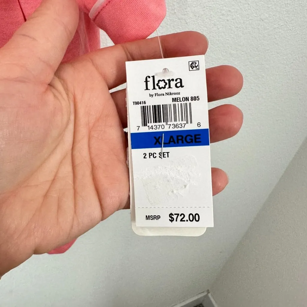 Flora by Flora Nikrooz Salmon Pink Notch Button Front Pajama Shirt Size XL NWT - Image 4