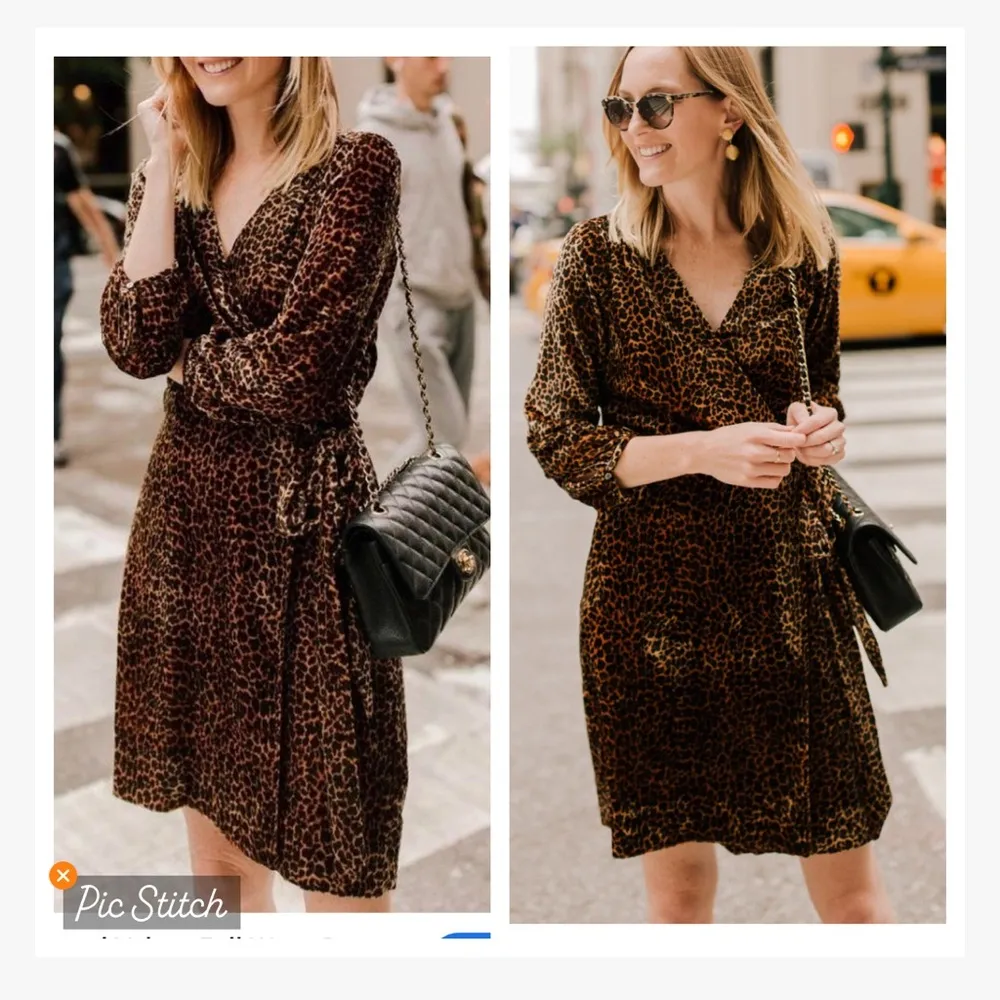 J. Crew Leopard Print Velvet Wrap Dress - Image 3