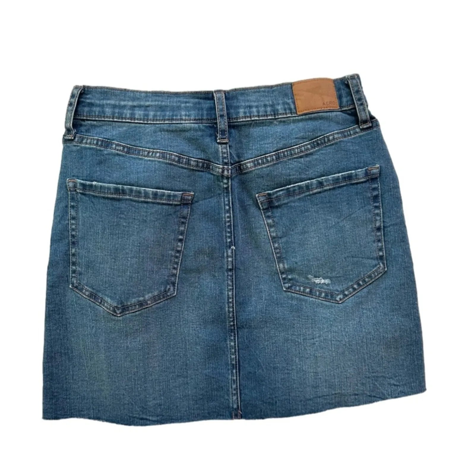 Aeropostale Jean Skirt AERO High Rise Distressed Denim Raw Hem Mini Size 2 NEW - Image 5