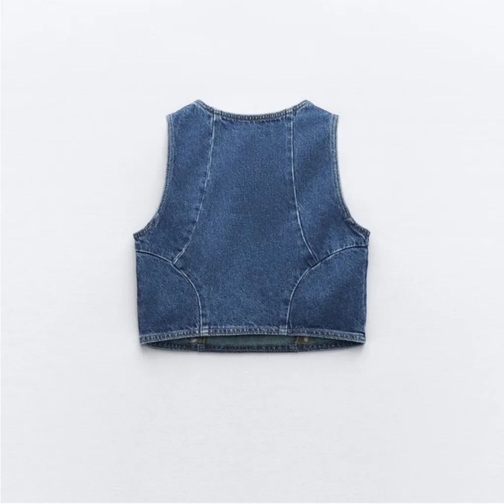 NWT ZARA RING DENIM TOP M - Image 2