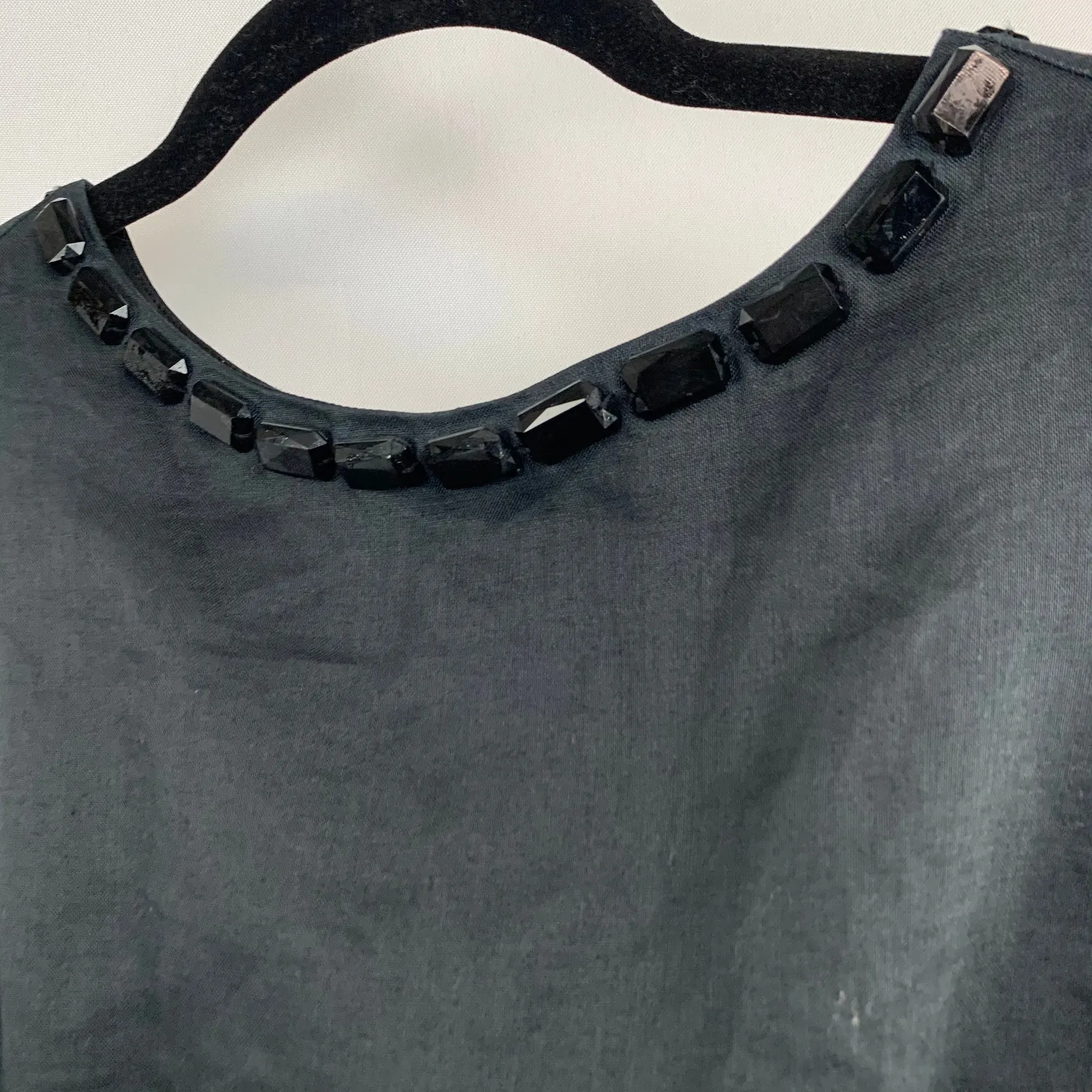 Zara Dress Womens Small Black‎ Jeweled Gem Sheath Shift Mini LBD - Image 9