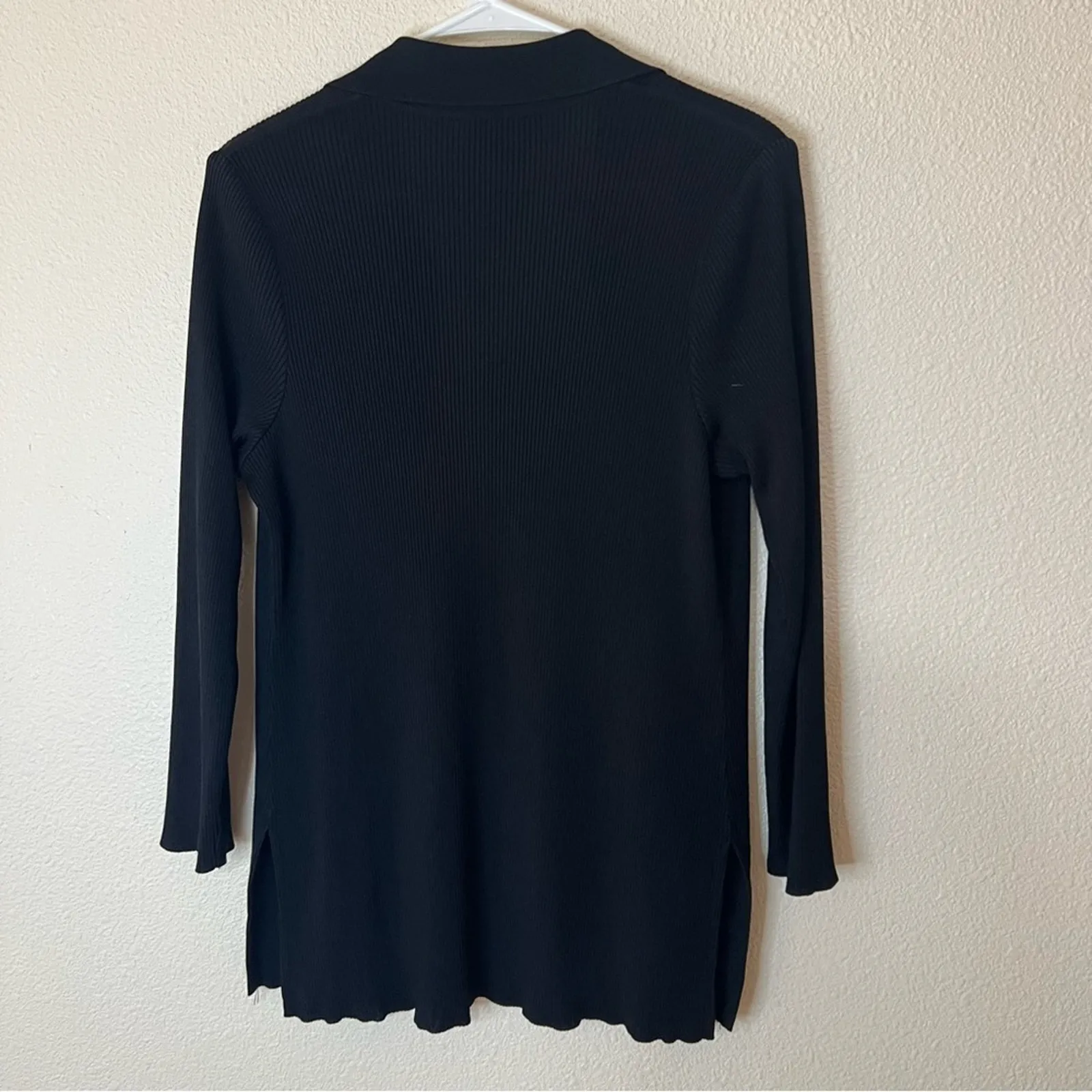 Exclusively Misook black ribbed collared open cardigan sweater XL petite - Image 5