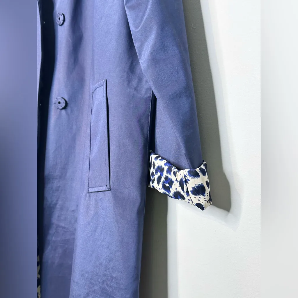 Jane Post Navy Blue Trench Coat All Weather Jacket Size S - Image 8