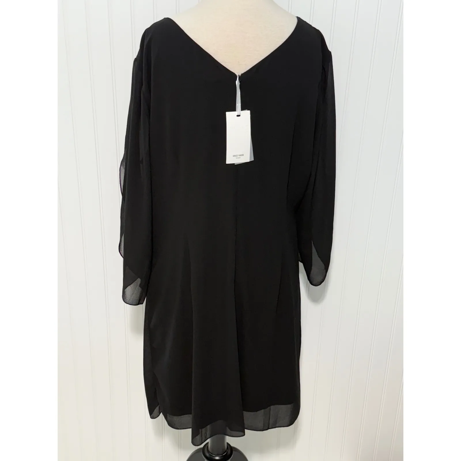 Grace Karin Women's 2XL Black Sheer Sleeve Lined Party Cocktail Dress - Image 5