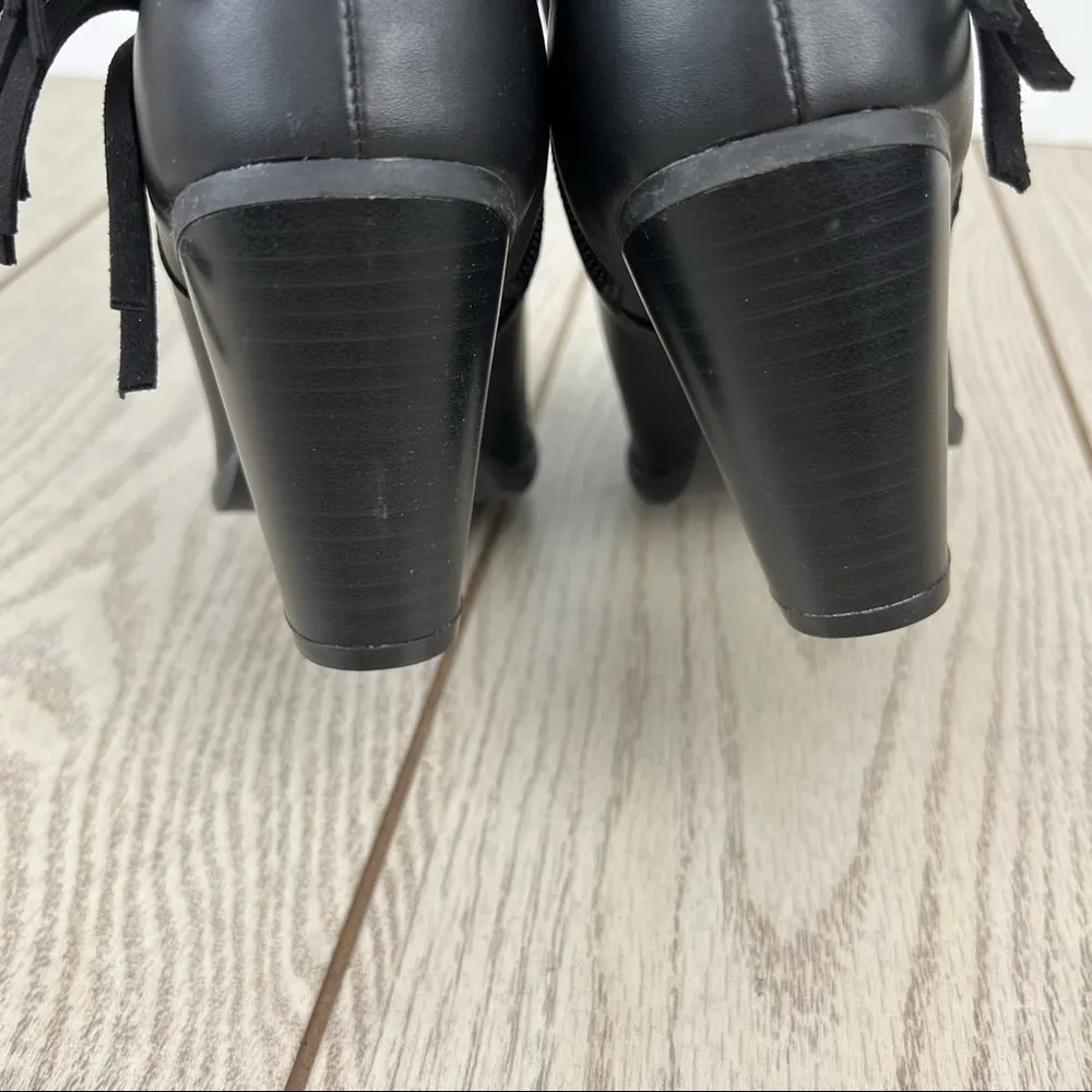 Code West Hugs N Kisses Fringe Western Boots 9M Black Faux Leather $110 - Image 10