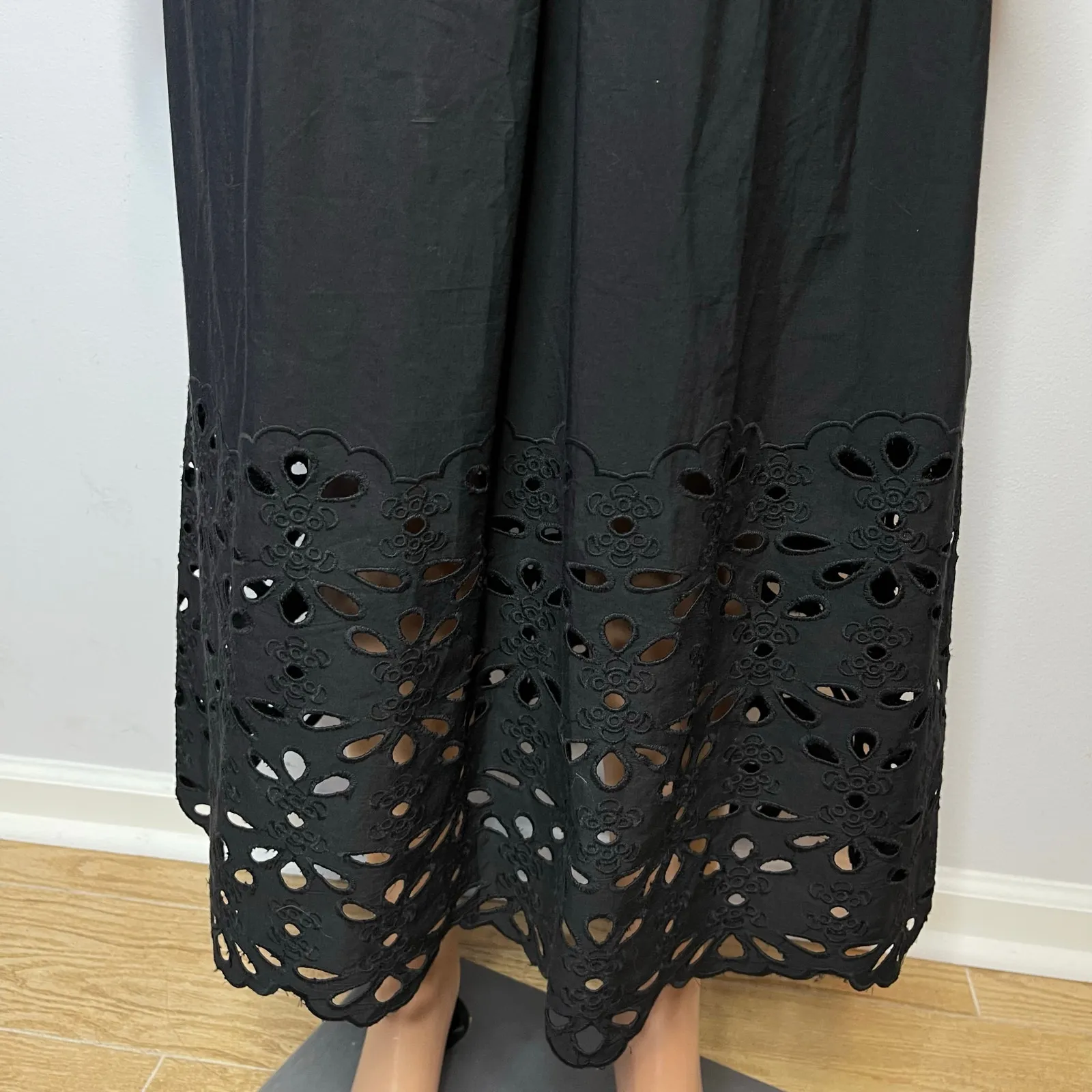 Caroline Constas New Embroidered Peplum Waist Spaghetti Strap Black Dress Sz M Size M - Image 8