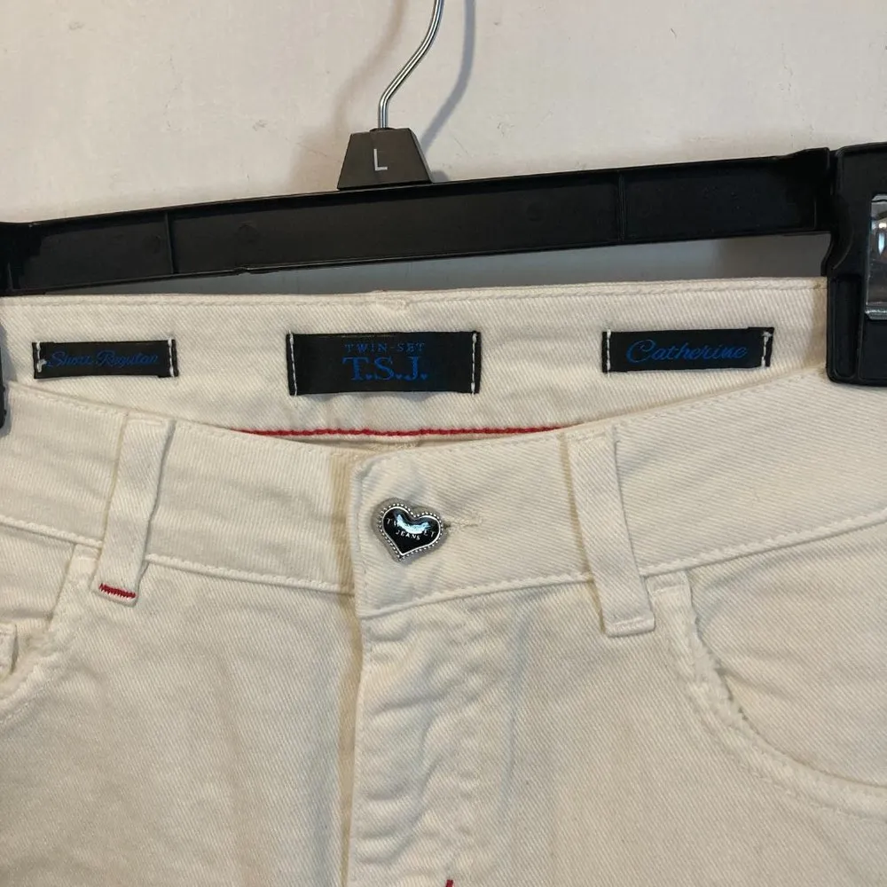 Twin Set women's size 25 distressed embellished stretch CATHERINE jeans 27x31 - Image 3