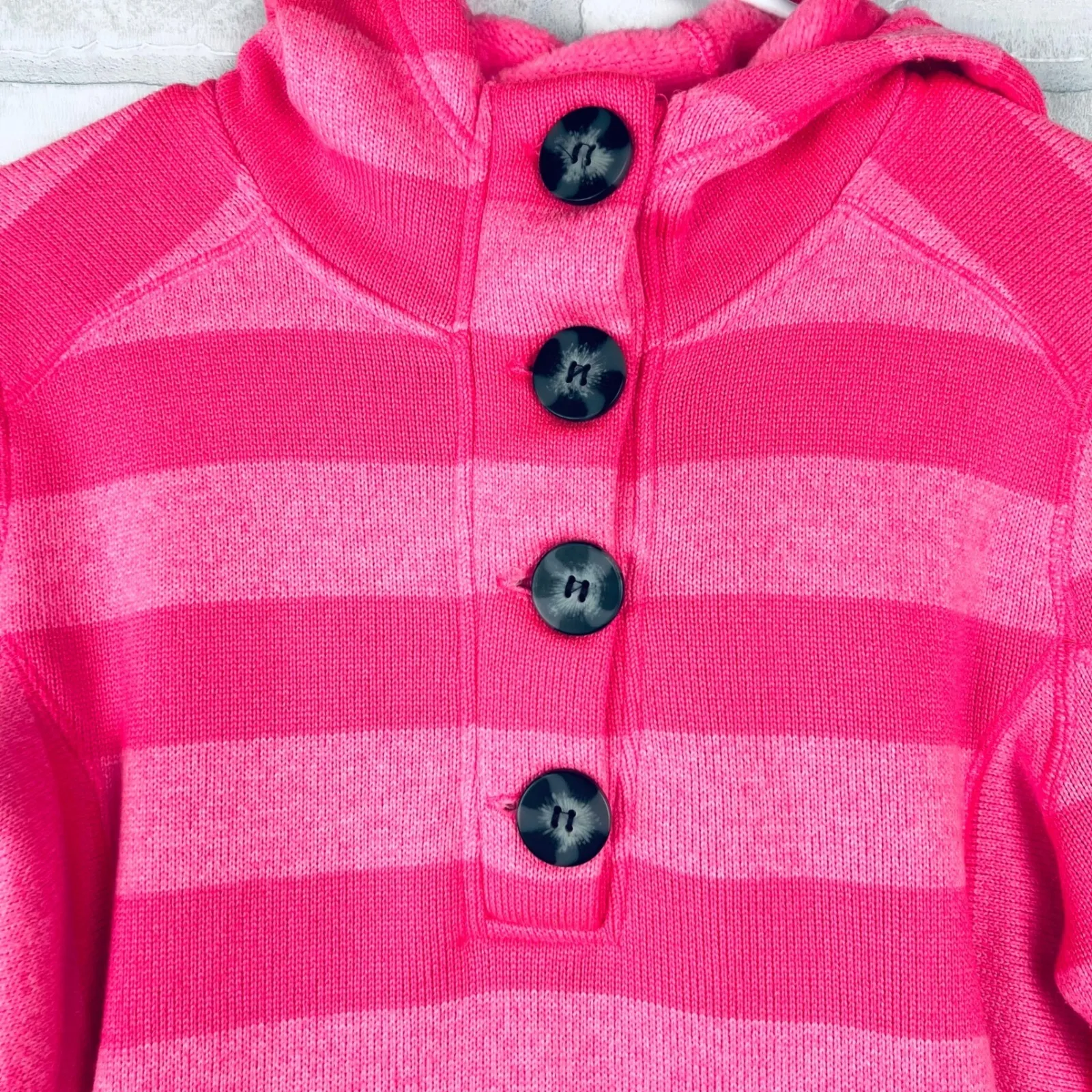 Avalanche Women's Hoodie Pullover Striped Button Front Thumb Hole Pink‎ M - Image 14