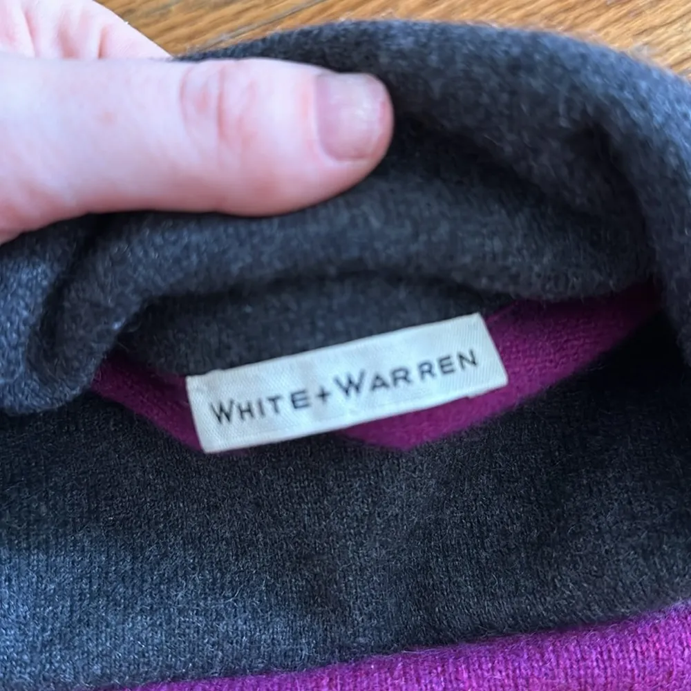 White + Warren | Purple and Contrasting Gray Turtleneck Sweater Knit Size M - Image 5