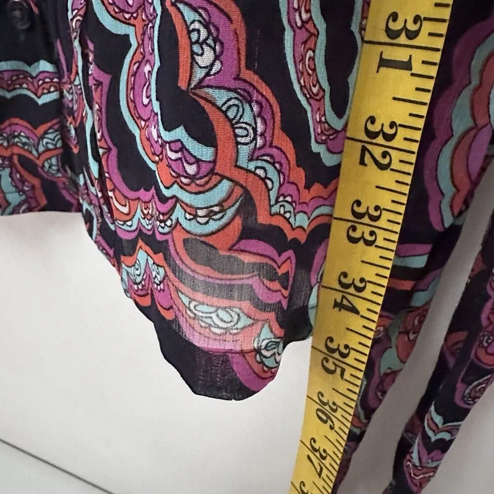 Banana Republic Dress Midi Collar Floral Paisley Tie Waist Sheer Casual … - Image 8