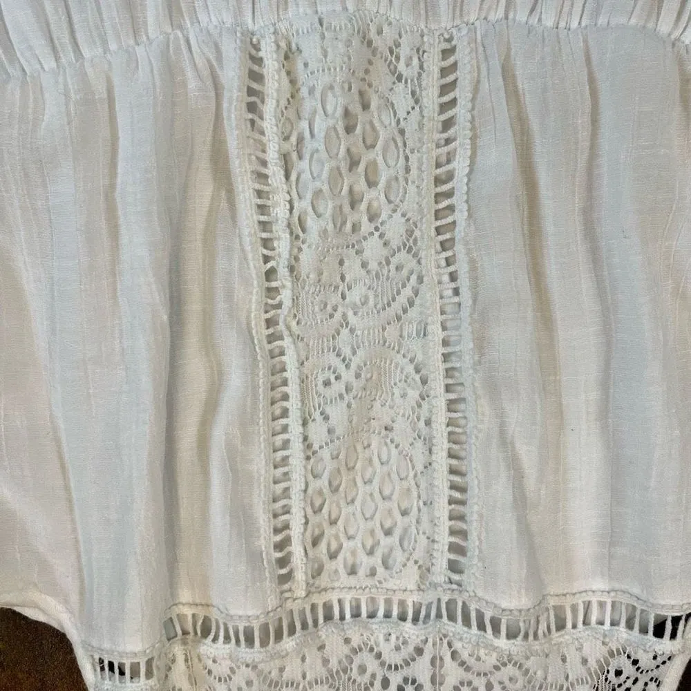 By & By White Lace Flowing Tank Dress Juniors Size M - Image 4