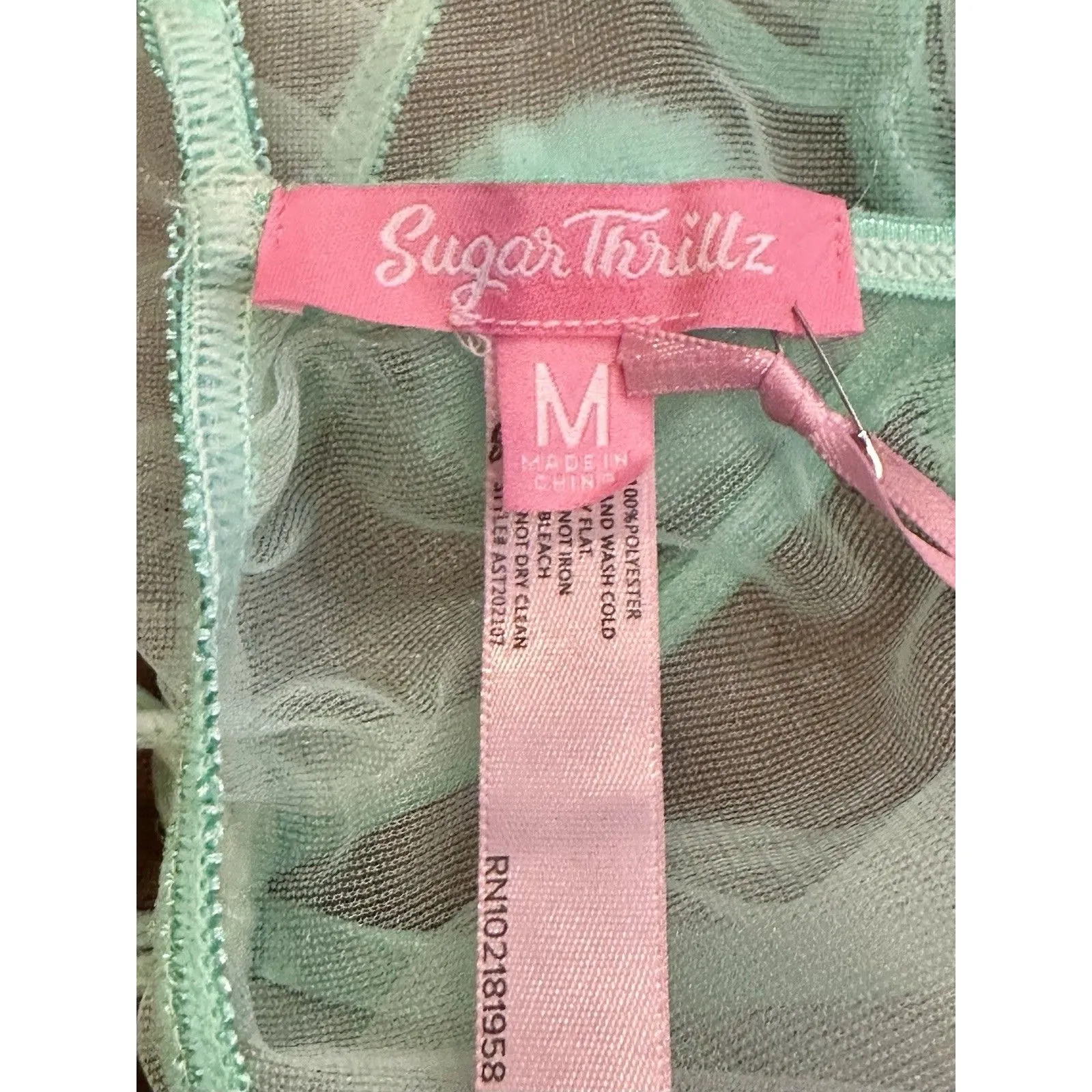 Dolls Kill Sugar Thrillz Sheer Aqua Pompom Bralette Size M Medium NWT!! - Image 6