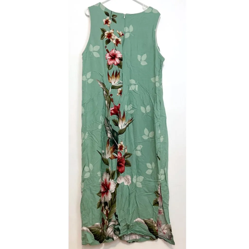 PARADISE BAY Plus Size Floral Bird of Paradise Long Dress Green Hawaiian Maxi - Image 11