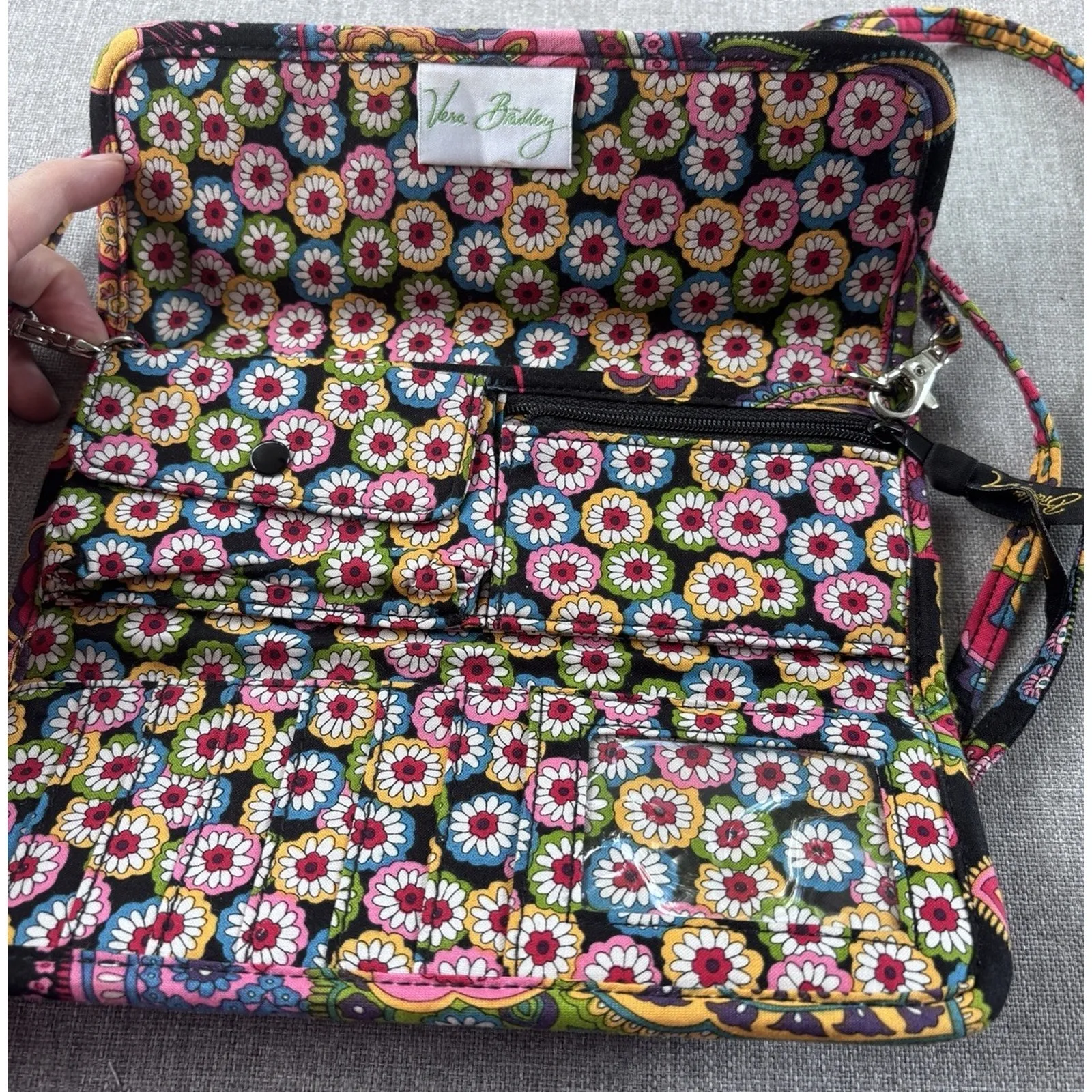 Vera Bradley Purse Bag Magnetic Crossbody Wallet Symphony in Hue Clutch Triple - Image 5